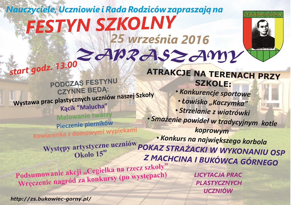 Festyn szkolny 2016 - zaproszenie