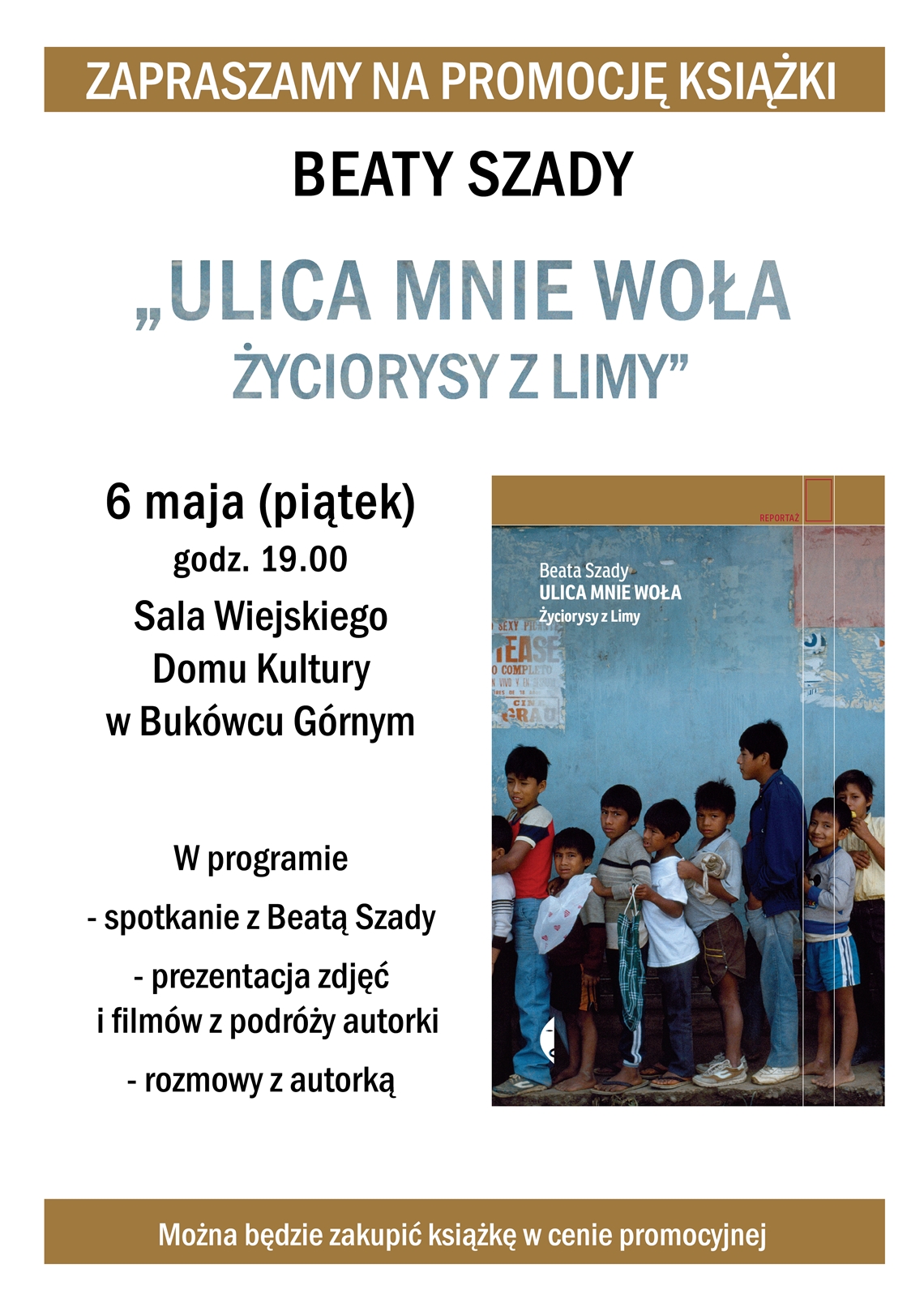 Promocja książki Beaty Szady „Ulica mnie woła, życiorysy z Limy” - zaproszenie
